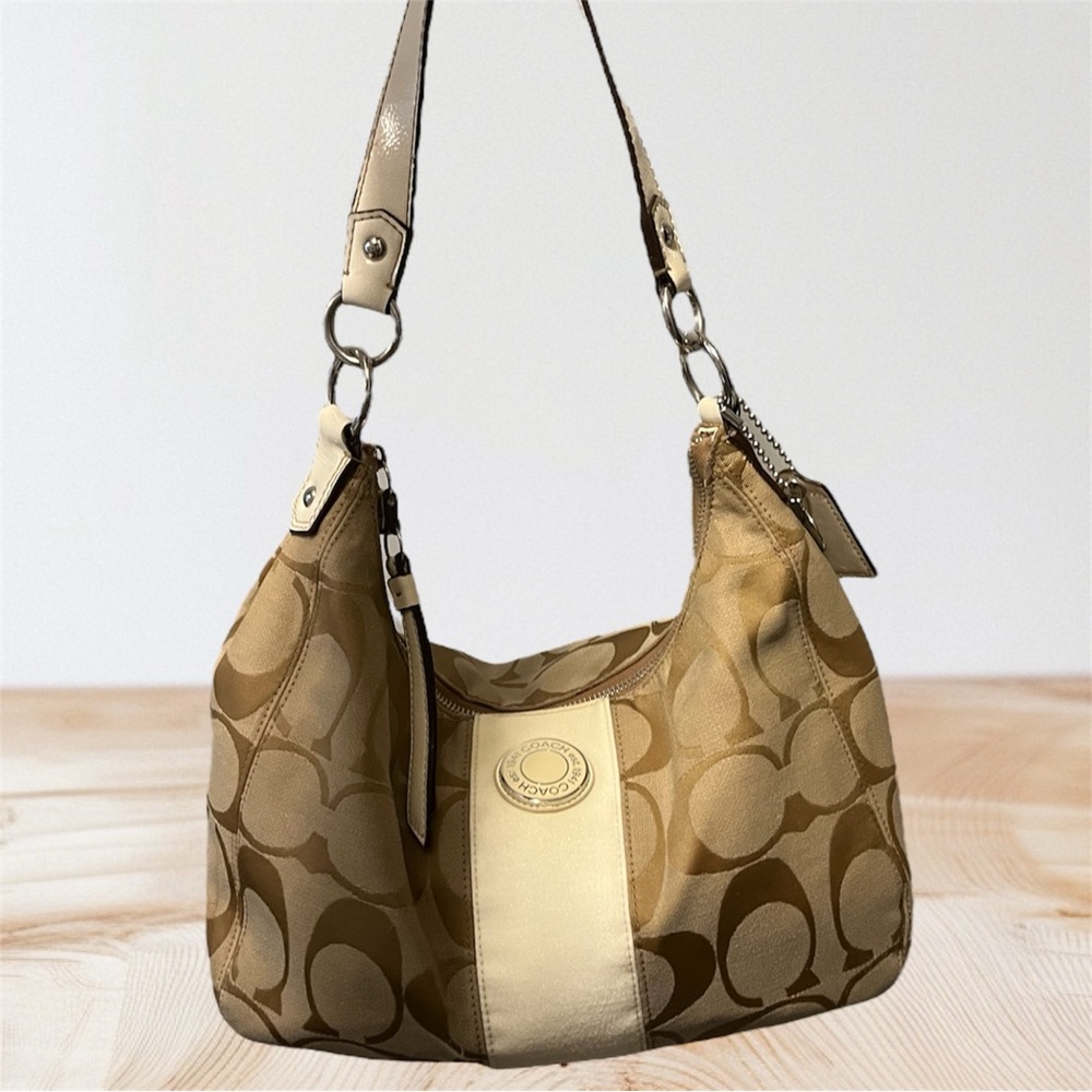 Coach Cream and Brown Handbag